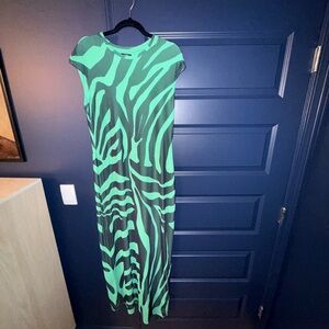 AFRM Green and Black Zebra Print Maxi Dress